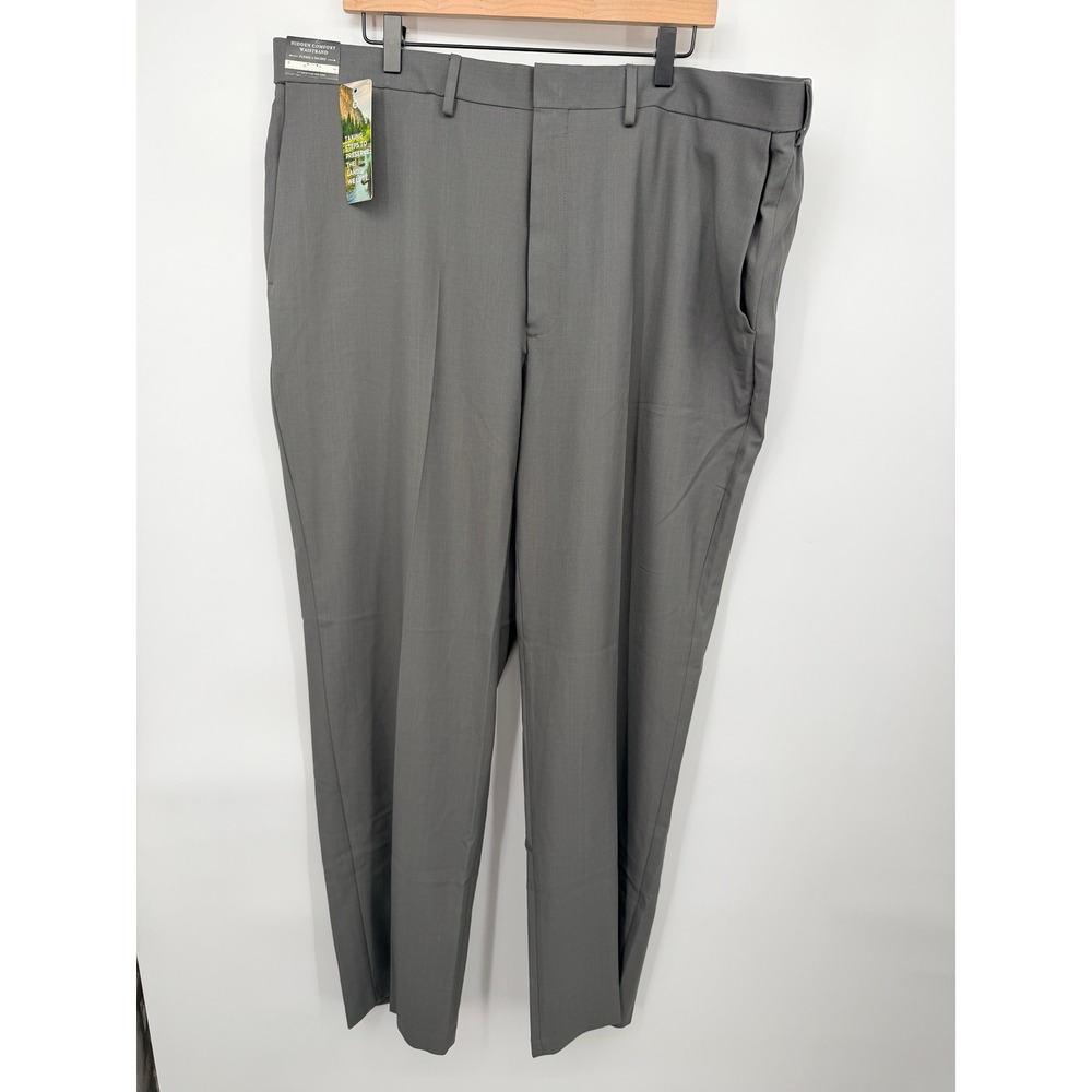 Haggar Premium Comfort Dress Pants Mens 42x32 Grey New Classic Fit Stretch